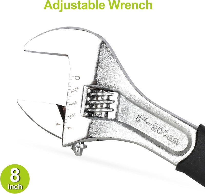 FASTPRO 5-Piece Utility Pliers Set with Storage Bag, Includes Groove Joint, Diagonal, Long Nose, Slip Joint Pliers and 8" Adjustable Wrench, Green - Image 2